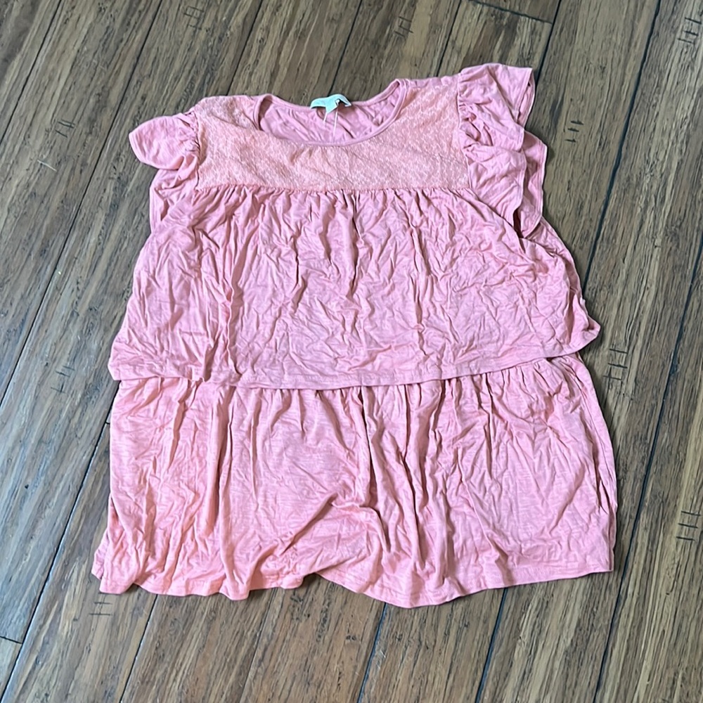 Pink lace and ruffle shirt